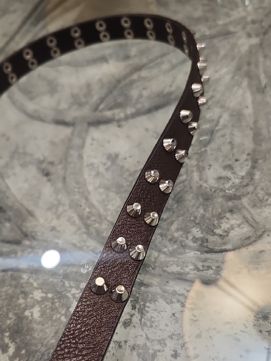 Studded Black Leather Belt with Silver Hardware - Women - Picture 3 of 6